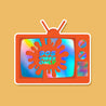 90's Vibes Only Orange TV Holographic Sticker